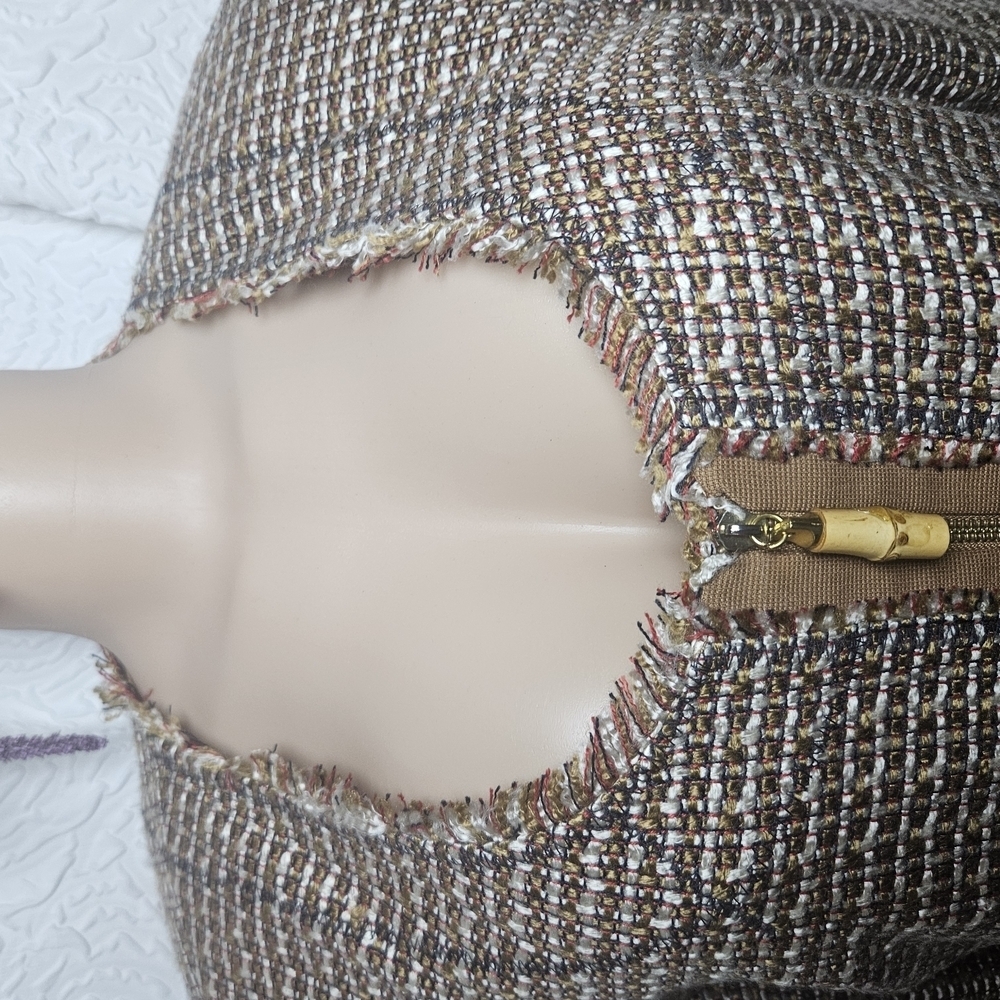 Ellen Tracy Brown and Gold Blazer with Geometric Texture - Picture 3 of 10